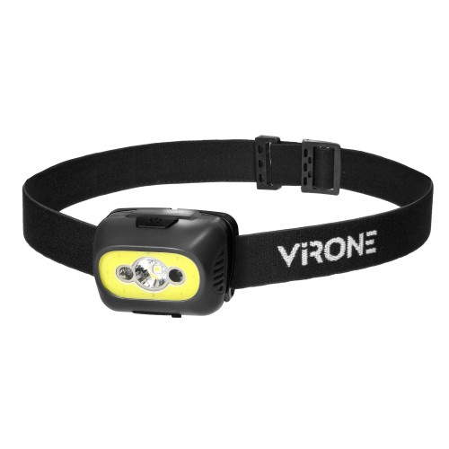 Latarka czołowa COB+LED, ładowanie USB, czujnik ruchu, czarna LT-13/B Virone