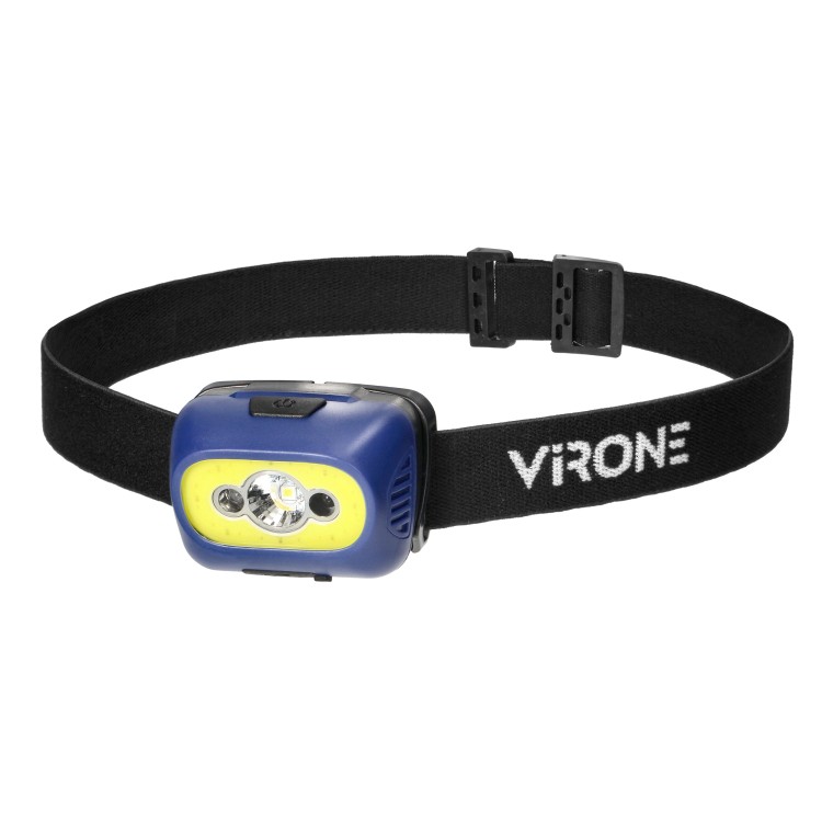 Latarka czołowa COB+LED, ładowanie USB, czujnik ruchu, niebieska LT-13/BL Virone