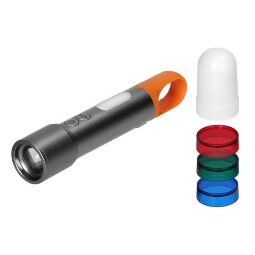 Latarka LED SMD 10W + COB 2W, 350lm, 1200 mAh, funkcja zoom, kolorowe nakładki LT-18 Virone