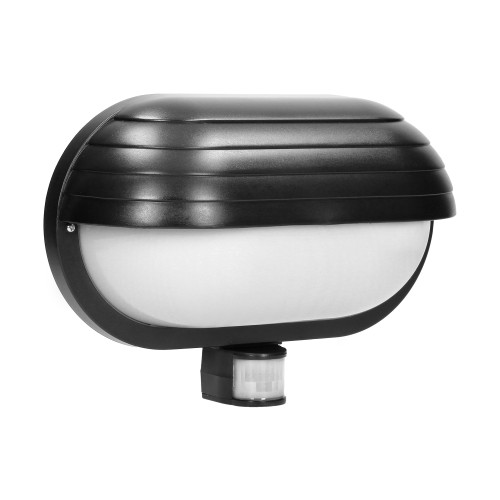 MUSAM, oprawa ogrodowa z czujnikiem ruchu 180st, 1x60W, E27, IP44, z przesłoną, plastik, czarna LF-1/B Virone
