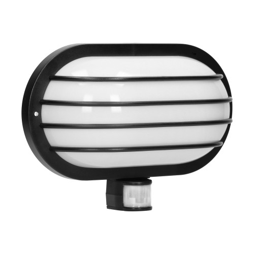 LASO, oprawa ogrodowa z czujnikiem ruchu 180st, 1x60W, E27, IP44, plastik, czarna LF-2/B Virone