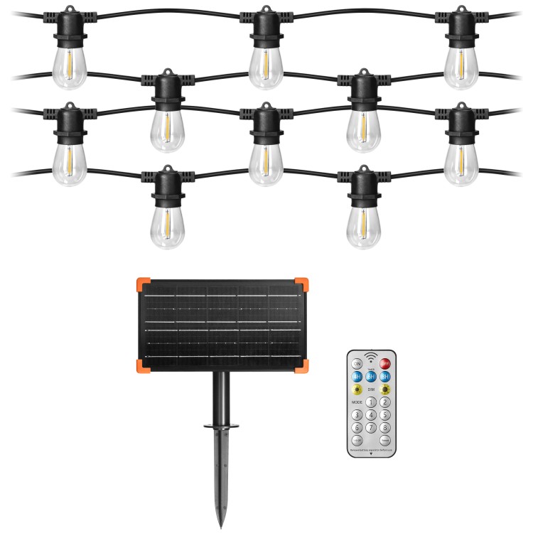 Solarna girlanda oświetleniowa - 1 sznur 20 m (20 opraw) + 20 żarówek LED 0,1W E27, 3000K + 1 żarówka gratis LG-4/20M/E27/3 Virone