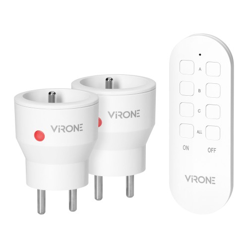 Zestaw bezprzewodowych gniazd MINI, sterowanych pilotem 2+1, 2300W RS-9 Virone