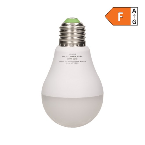 THAR LED 7W A60, żarówka z mikrofalowym czujnikiem ruchu, 825lm, 4000K, E27 SW/MV-5 Virone