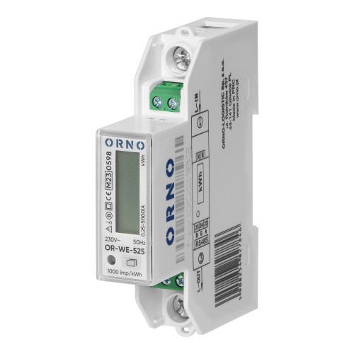 1-fazowy licznik energii elektrycznej, dwukierunkowy, 100A, port RS-485, MID, 1 moduł, DIN TH-35mm OR-WE-525 ORNO