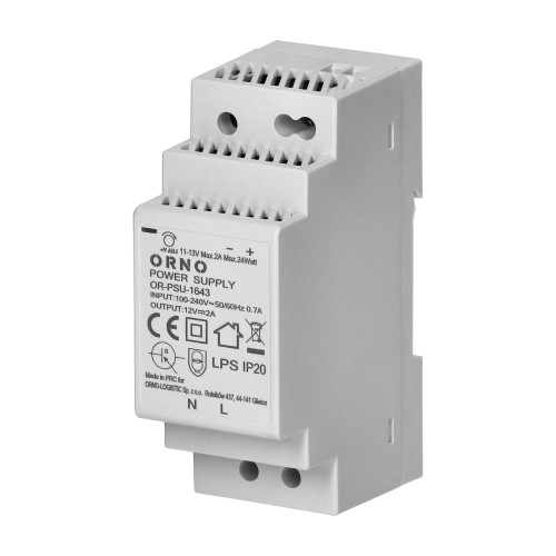 Zasilacz na szynę DIN 12VDC, 2A, 24W, szerokość 2 moduły OR-PSU-1643 ORNO