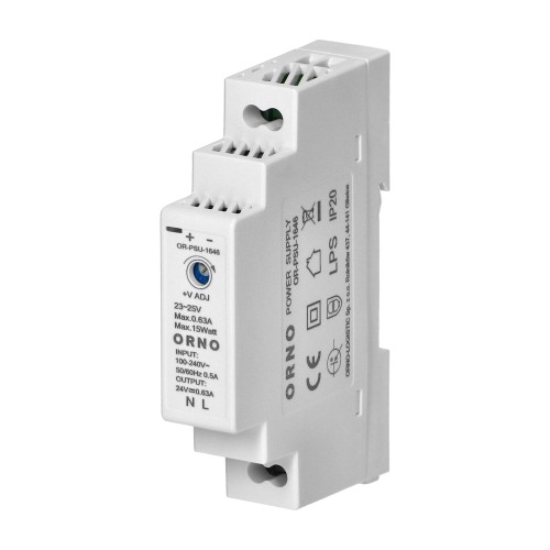 Zasilacz na szynę DIN 24VDC, 0,63A, 15W, szerokość 1 moduł OR-PSU-1646 ORNO
