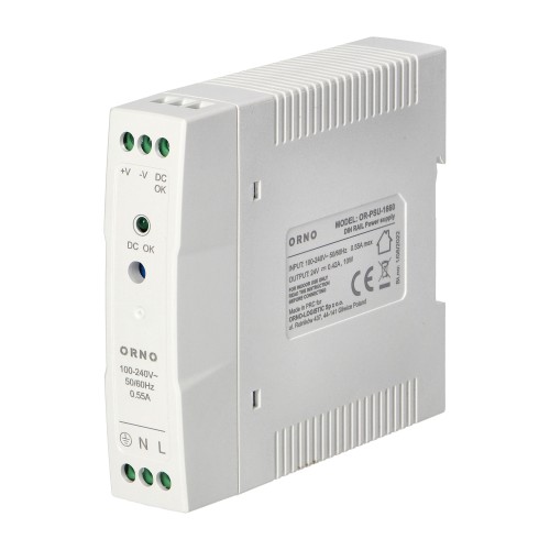 Zasilacz przemysłowy na szynę DIN, 24VDC 0,42A 10W, obudowa z tworzywa sztucznego OR-PSU-1660 ORNO
