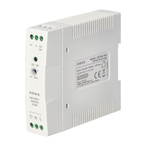 Zasilacz przemysłowy na szynę DIN, 24VDC 1A 20W, obudowa z tworzywa sztucznego OR-PSU-1661 ORNO