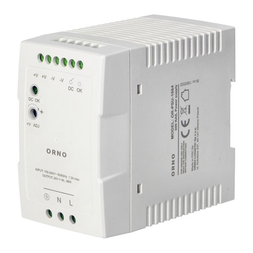 Zasilacz przemysłowy na szynę DIN, 24VDC 4A 96W, obudowa z tworzywa sztucznego OR-PSU-1664 ORNO