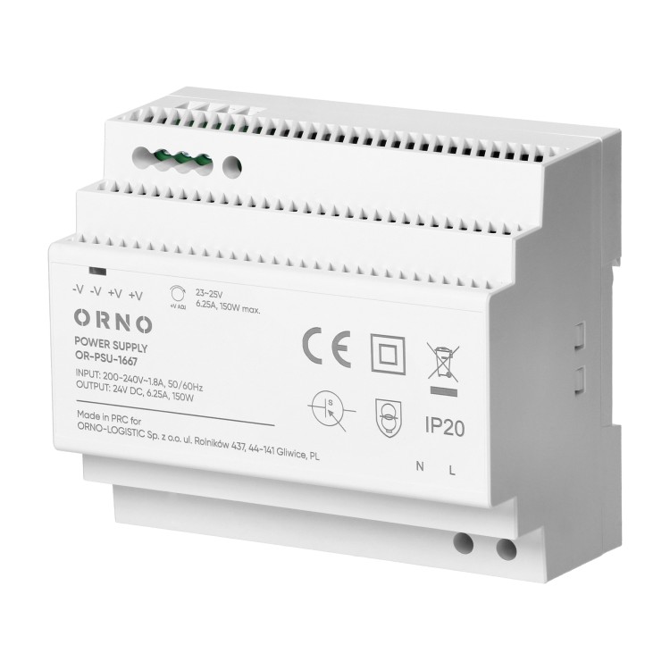 Zasilacz na szyne DIN 24VDC 6.25A 150W 6 modułów OR-PSU-1667 ORNO