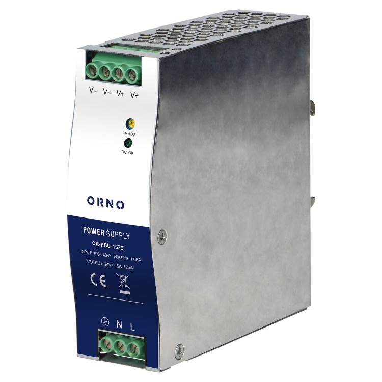 Zasilacz przemysłowy, na szynę DIN, 24VDC, 5A, 120W, w metalowej obudowie OR-PSU-1675 ORNO