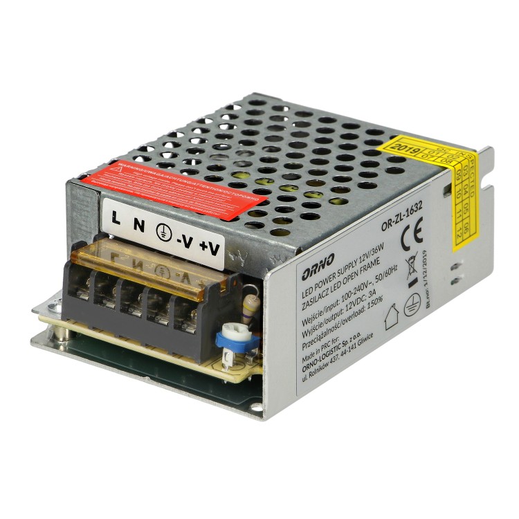 Zasilacz open frame 12VDC 35W, IP20 OR-ZL-1632 ORNO