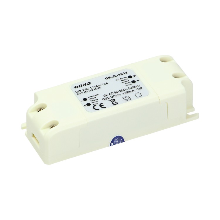 Zasilacz do LED 12VDC 15W, IP20 OR-ZL-1612 ORNO