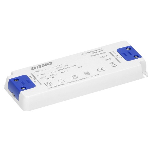 Zasilacz płaski do LED 12VDC 30W, IP20, wysokość 18mm OR-ZL-1651 ORNO