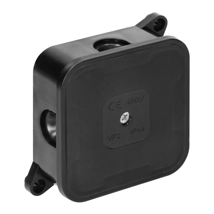 Puszka n/t ECO IP44 400V 4 dławnice gumowe 85x85x35mm czarny 60 szt. OR-JB-13806/B/60 ORNO