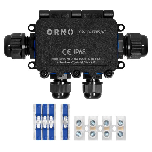 Puszka n/t HD IP68, 0,5-6,0mm2 ,2 dławnice M20, 2 dławnice M16, układ T OR-JB-13815/4T ORNO