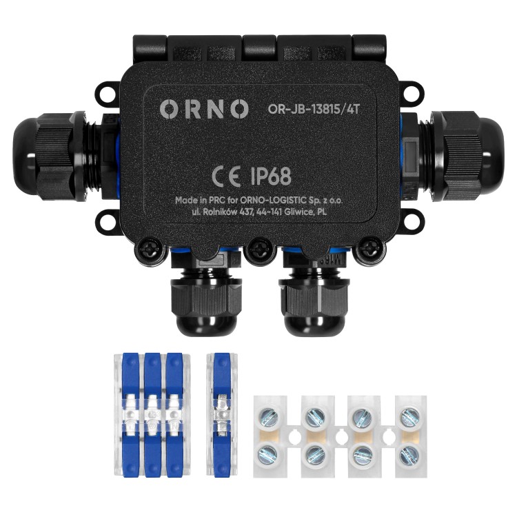 Puszka n/t HD IP68, 0,5-6,0mm2 ,2 dławnice M20, 2 dławnice M16, układ T OR-JB-13815/4T ORNO
