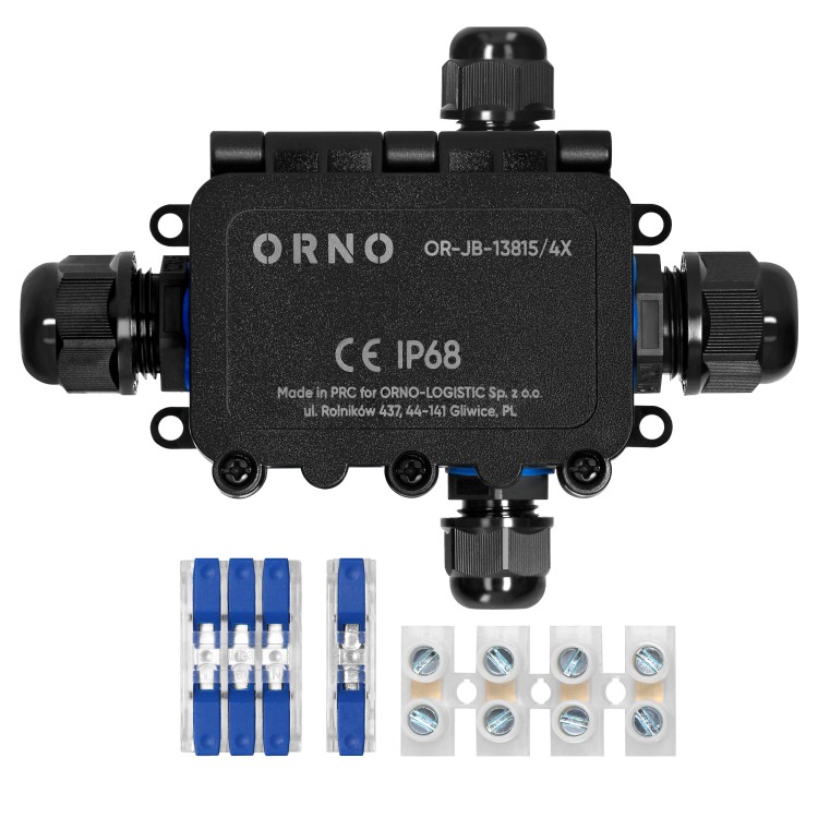 Puszka n/t HD IP68, 0,5-6,0mm2 ,2 dławnice M20, 2 dławnice M16, układ X OR-JB-13815/4X ORNO