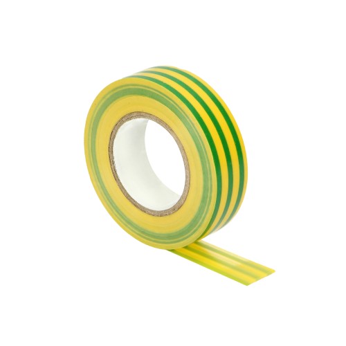 Zestaw 10 taśm izolacyjnych 19mm, żółto/zielona, uniepalniona, grubość 0,13mm, długość 20m OR-AE-13196/YG/20M/S ORNO