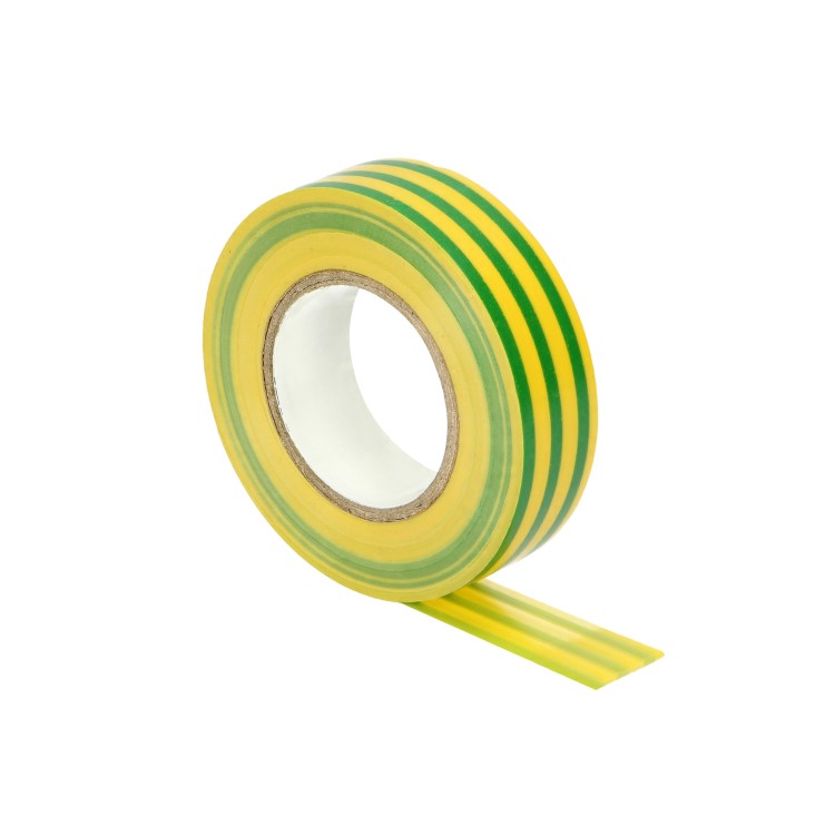 Zestaw 10 taśm izolacyjnych 19mm, żółto/zielona, uniepalniona, grubość 0,13mm, długość 20m OR-AE-13196/YG/20M/S ORNO