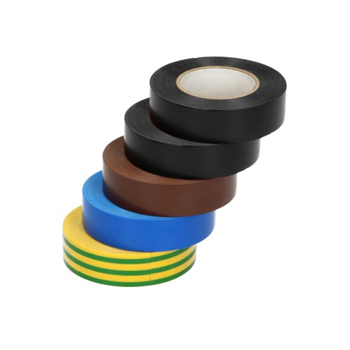 Zestaw 5 taśm 19mm, 2x czarna, brązowa, niebieska, żółtozielona, grubość 0,13mm, długość 20m OR-AE-13198 ORNO