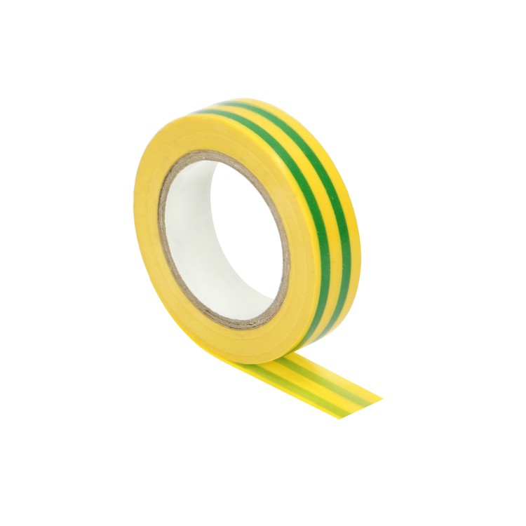Zestaw 10 taśm izolacyjnych 15mm, żółto/zielona, uniepalniona, grubość 0,13mm, długość 10m OR-AE-13214/YG/10M/S ORNO