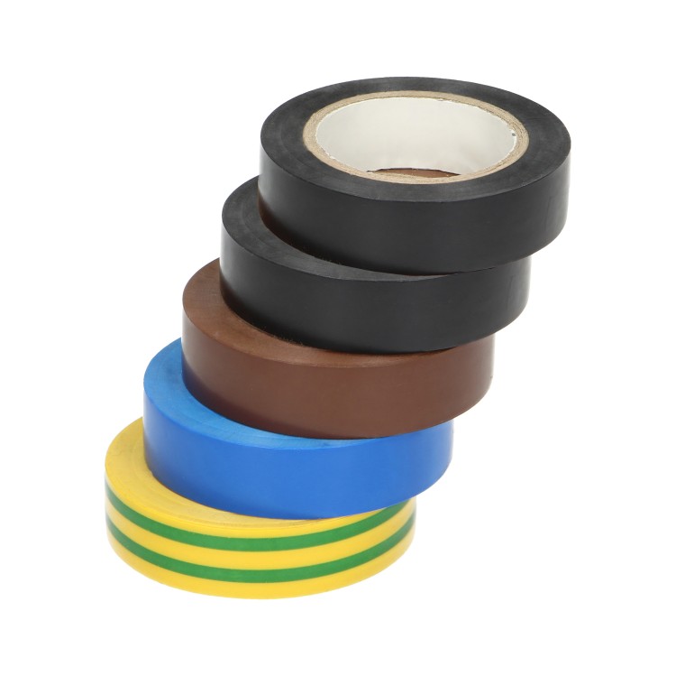Zestaw 5 taśm 15mm, uniepalniona, 2x czarna, brązowa, niebieska, żółtozielona, grubość 0,13mm, długość 10m OR-AE-13215 ORNO
