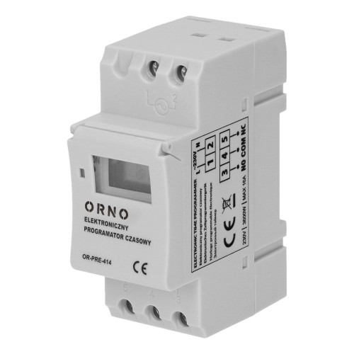 Elektroniczny programator czasowy, 16 programów, 2 moduły, DIN TH-35mm OR-PRE-414 ORNO