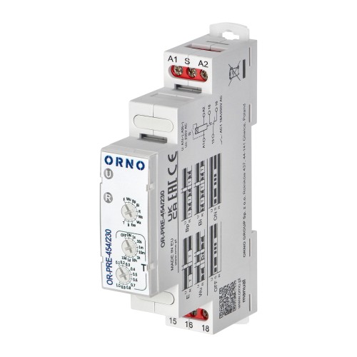 Przekaźnik czasowy 10 funkcji, 230VAC OR-PRE-454/230 ORNO