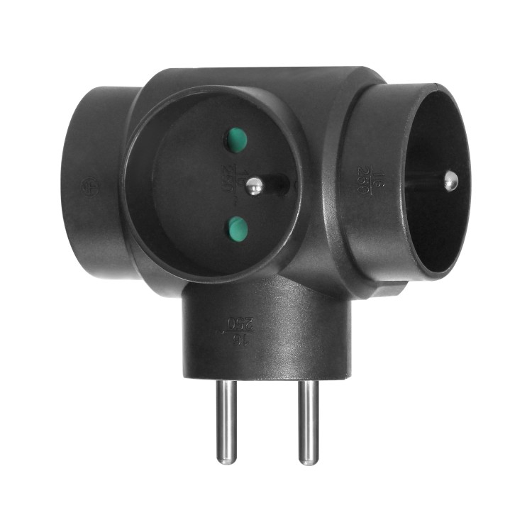Rozgałęźnik 3x2P+Z, czarny OR-AE-13184/B ORNO