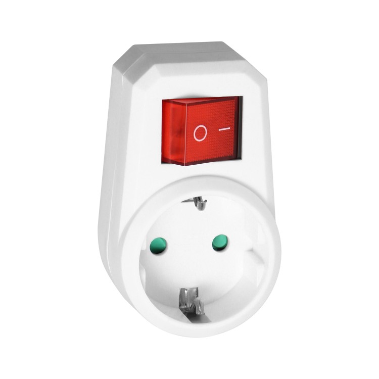 Adapter 1x2P+Z (Schuko) z włącznikiem, biały OR-AE-13188(GS) ORNO