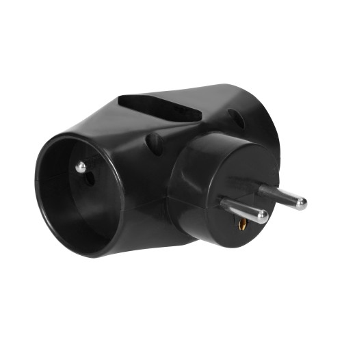 Rozgałęźnik 2x2P+Z, 1x2P/II, czarny OR-AE-13221/B ORNO