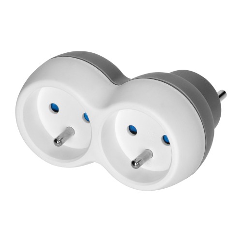 Rozgałęźnik 2x2P+Z, biało-szary OR-AE-13238 ORNO