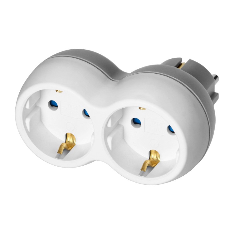 Rozgałęźnik 2x2P+Z (Schuko), biało-szary OR-AE-13238(GS) ORNO