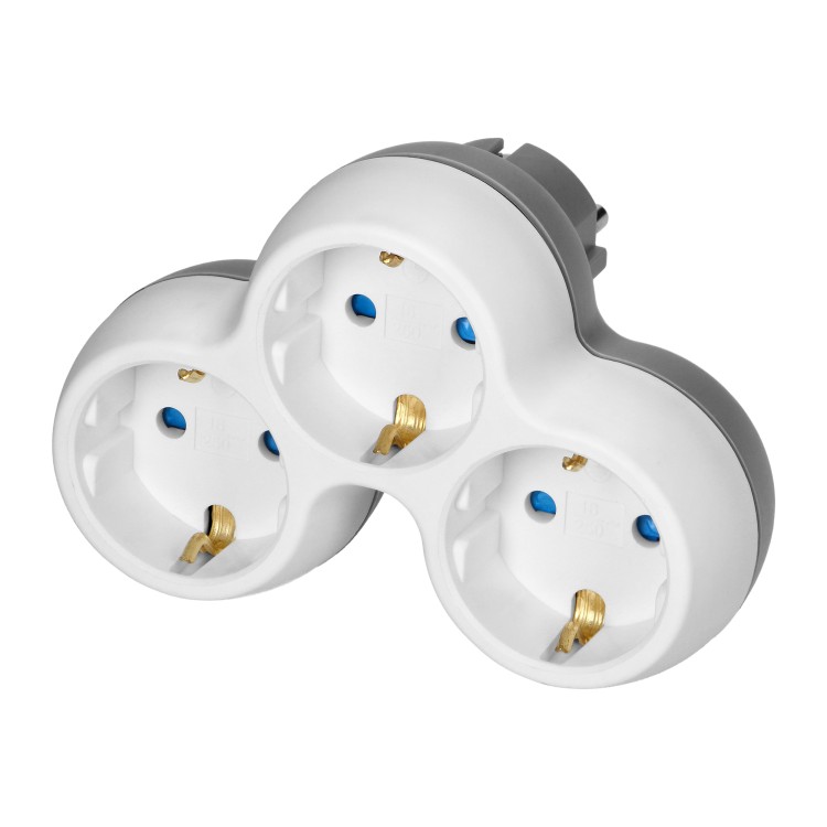 Rozgałęźnik 3x2P+Z (Schuko), biało-szary OR-AE-13239(GS) ORNO