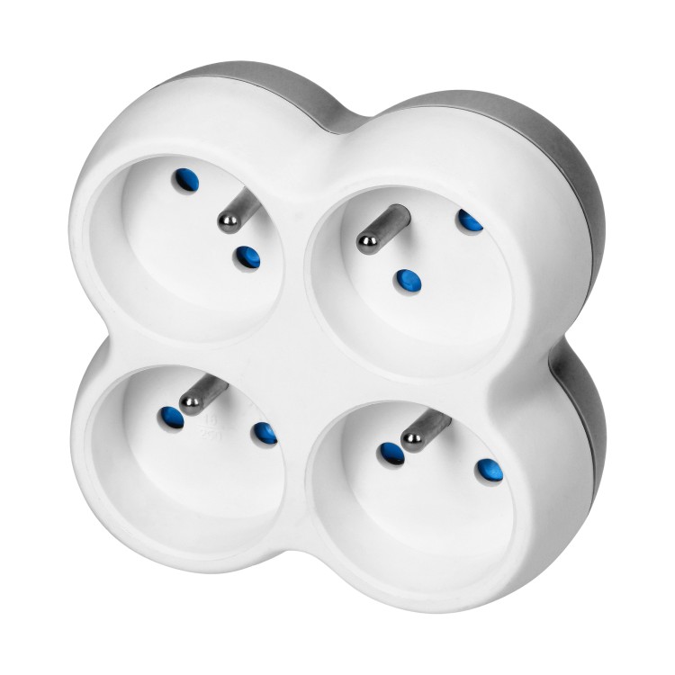 Rozgałęźnik 4x2P+Z, biało-szary OR-AE-13240 ORNO