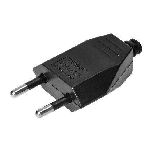 Wtyczka płaska bez uziemienia, 2,5A, 250V, czarny poliwęglan, 1 sztuka OR-AE-13241/B ORNO