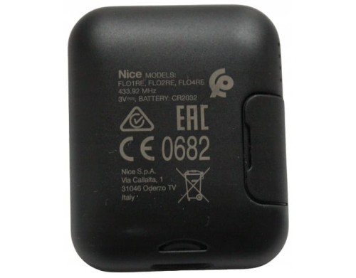Pilot do bramy Nice FL04RE 4–kanałowy 433.92 MHz Era Flor czarny z czterema przyciskami Oryginalny