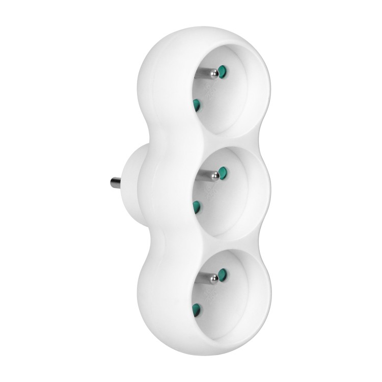 Rozgałęźnik bałwanek 3x2P+Z, wtyczka centralna, biały OR-AE-13251 ORNO