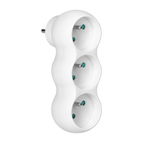 Rozgałęźnik bałwanek 3x2P+Z, wtyczka górna, biały OR-AE-13252 ORNO