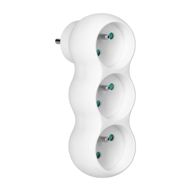 Rozgałęźnik bałwanek 3x2P+Z, wtyczka górna, biały OR-AE-13252 ORNO