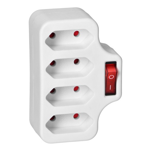 Rozgałęźnik 4x2P/II z włącznikiem, biały OR-AE-13255 ORNO