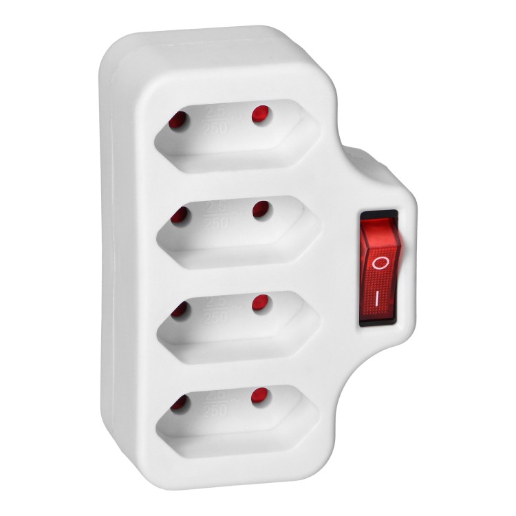 Rozgałęźnik 4x2P/II z włącznikiem, biały OR-AE-13255 ORNO