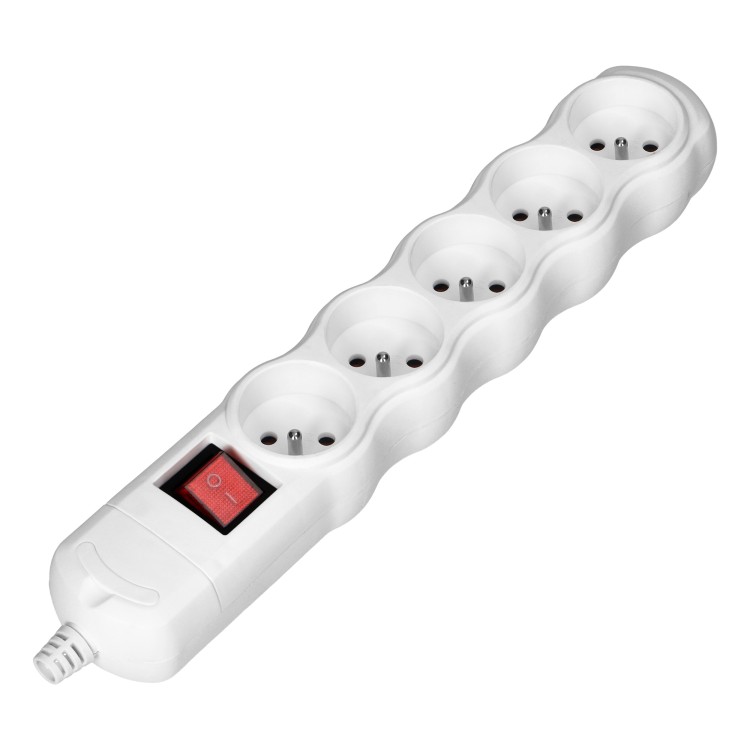 Rozgałęźnik wielogniazdowy 5x2P+Z z wyłącznikiem, biały OR-AE-13267/W ORNO