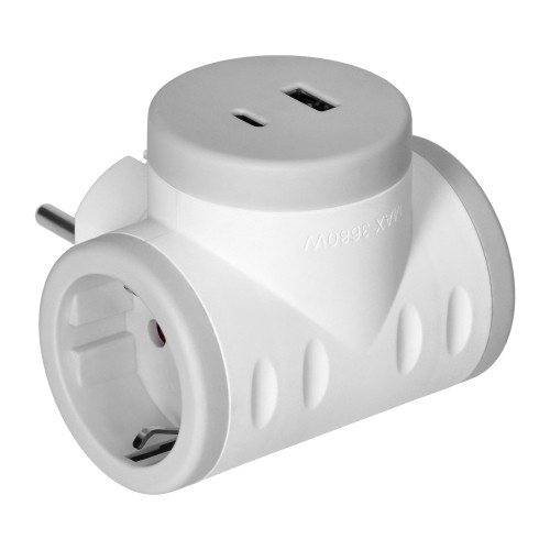 Rozgałęźnik 2P+Z (Schuko) z ładowarką 2xUSB, szary OR-AE-13281(GS)/G ORNO