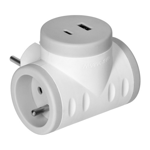 Rozgałęźnik 2P+Z z ładowarką 2xUSB, szary OR-AE-13281/G ORNO