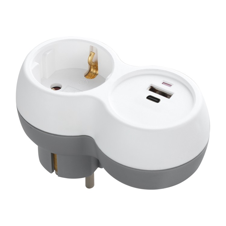 Rozgałęźnik 2P+Z, USB-A+C, schuko, biało-szary OR-AE-13302(GS) ORNO