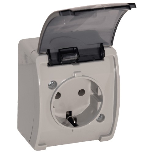Gniazdo pojedyncze 2P+Z Schuko AQUATIC IP44 szary-grafit, 10 szt. OR-OE-7105(GS)/GR/10 ORNO
