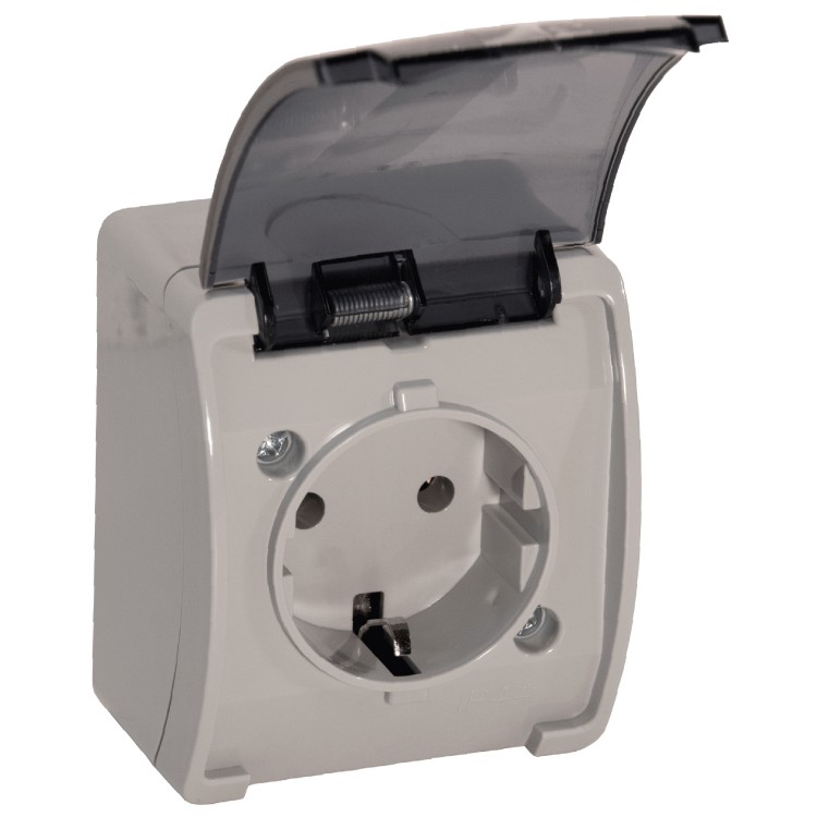 Gniazdo pojedyncze 2P+Z Schuko AQUATIC IP44 szary-grafit, 10 szt. OR-OE-7105(GS)/GR/10 ORNO